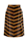 Fendi Chevron Pattern High Waist Leather Skirt In Brown