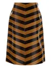 Fendi Chevron Pattern High Waist Leather Skirt In Multi