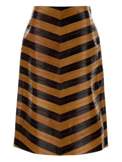 FENDI TWO-TONE LEATHER SKIRT