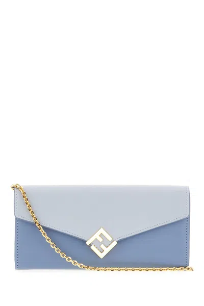 Fendi Two-tone Leather Wallet In Blue