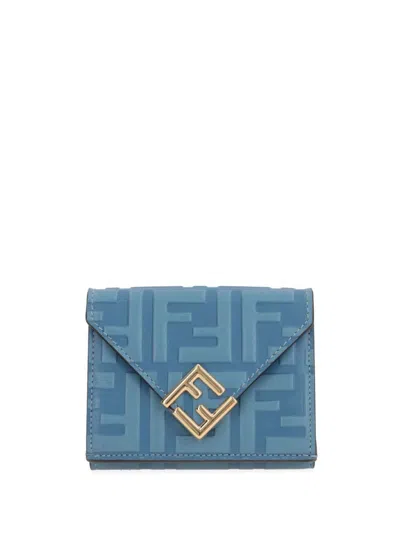 Fendi Two Tone Leather Wallet In Gold