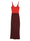 Fendi Two-tone Viscose Blend Long Dress In Brown