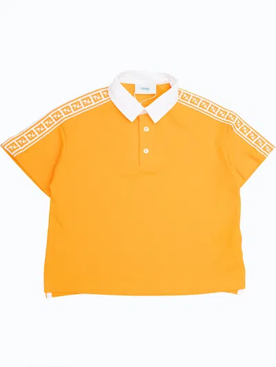Fendi Kids' Two-tone Polo In Arancio