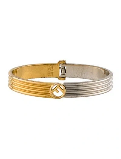 Pre-owned Fendi Two-tone Bangle Bracelet, 6" In Multi