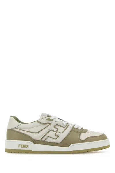 Fendi Two-tone Leather Match Sneaker In Green