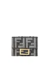 Fendi Micro Trifold Purse Textured Finish In Gray
