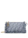 Fendi Baguette Chain Pouch In Jacquard Ff Denim Effect Blue