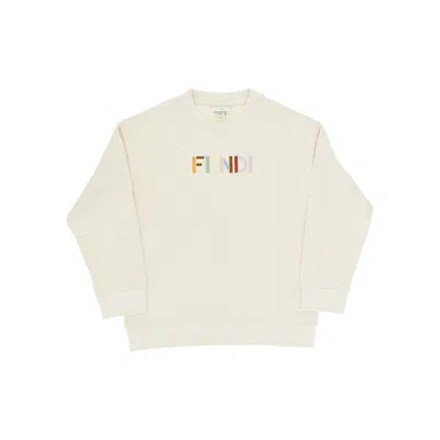 Fendi Ulticoloured Logo Embroidery Sweatshirt Kids In Neutral