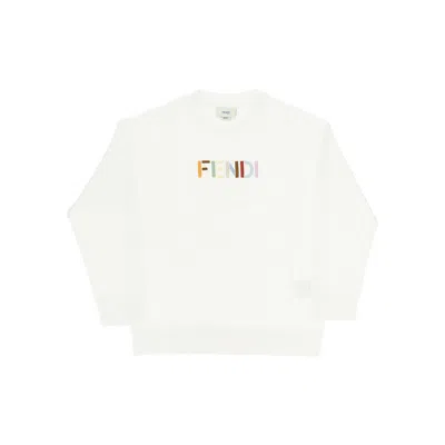 Fendi Ulticoloured Logo Embroidery Sweatshirt Kids In White
