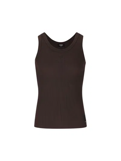 Fendi Look 30 Adv Top Ribbed Jersey Ff Club Crest Brown