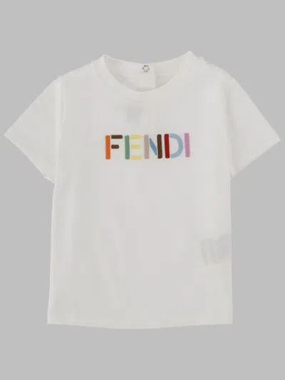 Fendi Unisex Baby Cotton Logo T-shirt In White