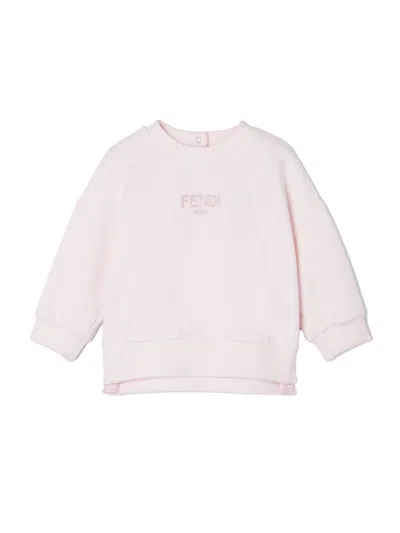Fendi Unisex Baby Cotton Sweatshirt With Logo In Pink