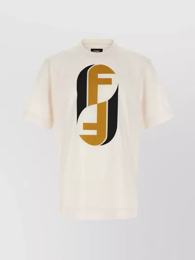 Fendi Nity Monogram-print T-shirt In Gold