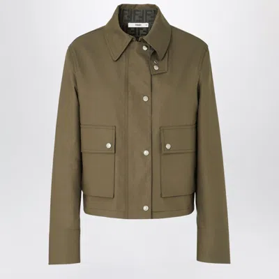 Fendi Utility Blouson Mackintosh Jacket With Patch Pockets In Green