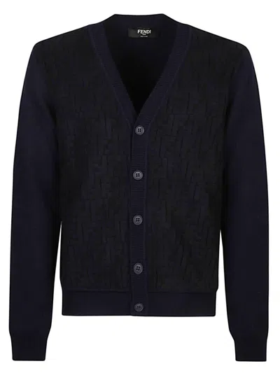 Fendi V-neck Buttoned Cardigan In Ink