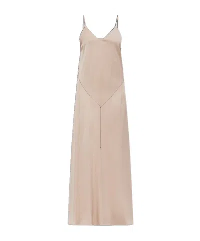 Fendi Silk Maxi Dress In Beige