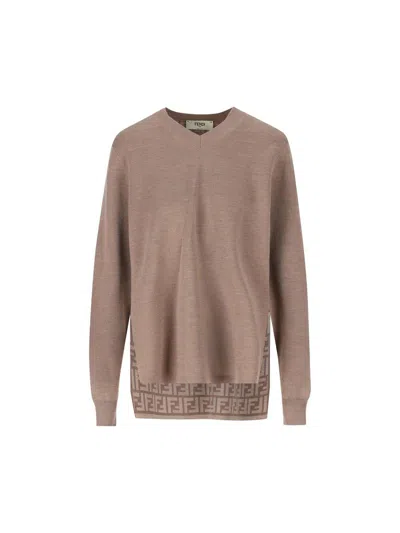 Fendi `ff` Sweater In Gray