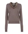 Fendi Wool And Silk V-neck Jumper Clothing In Gray