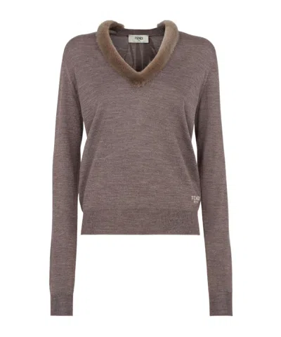 FENDI FENDI V-NECK BACK TIED JUMPER