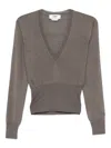 Fendi Cashmere Blend Sweater Featuring Contrast Trim In Brown