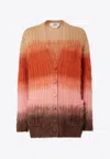 Fendi Gradient Knit Cardigan Featuring Front Pockets In Multi