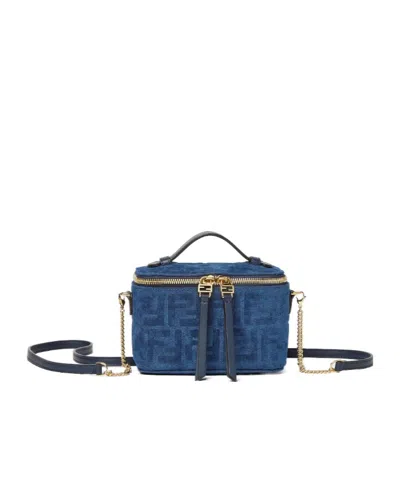 Fendi Vanity Blue Ff Denim Flocked Mini-bag