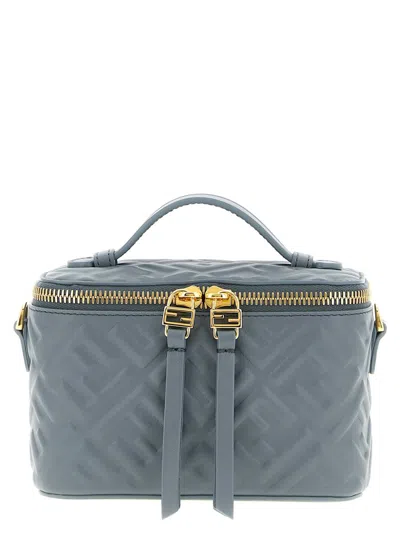 Fendi Vanity Nappa Leather Crossbody Bag Ff Motif In Blue
