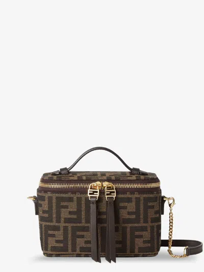 Fendi Vanity Ff Jacquard Fabric Shoulder Bag In Brown