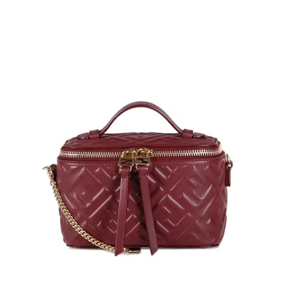 Fendi Vanity Ff-logo Leather Mini Bag In Burgundy