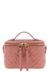 Fendi Women Vanity Leather Shoulder Bag With Ff Motif In Pink