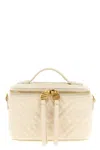 Fendi Vanity Handbag Adjustable Strap Embossed Pattern Top Handle In White
