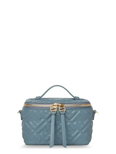 Fendi Vanity Leather Crossbody Bag With Ff Motif In Blue