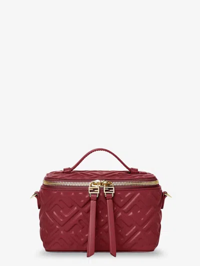 Fendi Vanity Leather Crossbody Bag With Ff Motif In Red