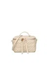 Fendi Vanity Handbag Adjustable Strap Embossed Pattern Top Handle In White