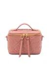 Fendi Women Vanity Leather Shoulder Bag With Ff Motif In Pink