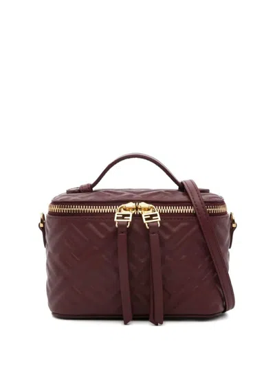 Fendi Vanity Nappa Leather With Ff Motif Bags In Red