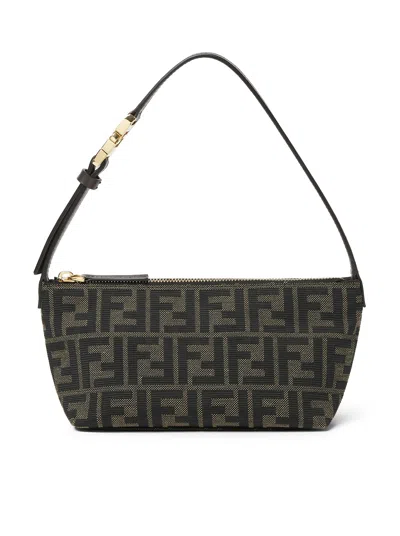 Fendi Vanity Pouch Small Ff Zucca In Jacquard Fabric In Brown