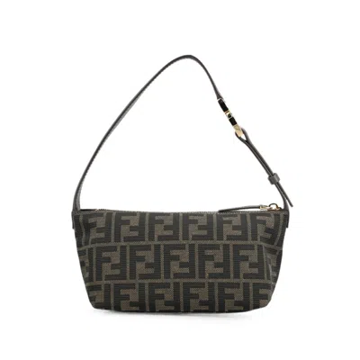 Fendi Vanity Pouch Small Ff Zucca Jacquard Fabric Mini Bag In Black/neutrals