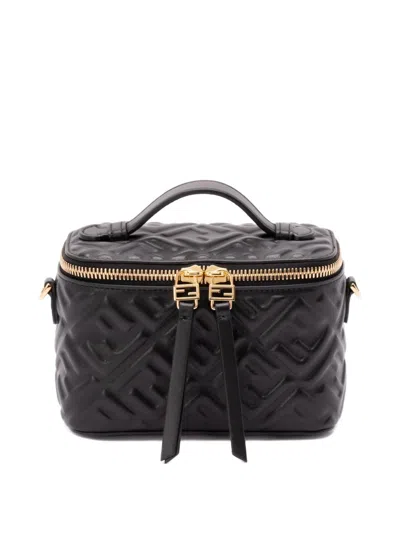 Fendi Vanity Quilted Leather Mini Crossbody Bag In Black