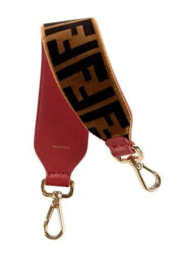 Pre-owned Fendi Velvet Bag Strap In Red