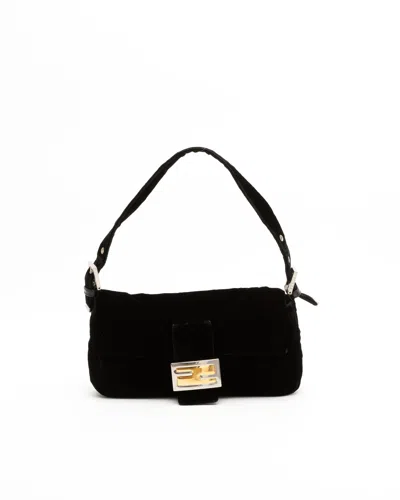 Fendi Velvet Baguette Bag In Black