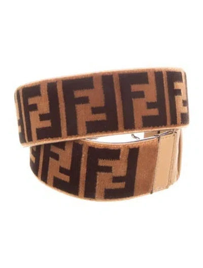 Pre-owned Fendi Velvet Belt In Neutral