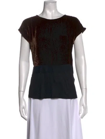 Pre-owned Fendi Velvet Crew Neck Top In Black
