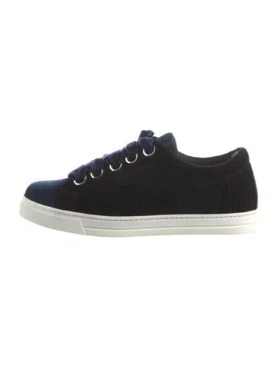 Pre-owned Fendi Velvet Graphic Print Sneakers In Black/blue