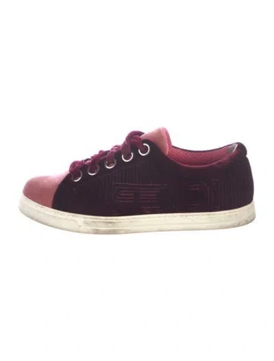 Pre-owned Fendi Velvet Graphic Print Sneakers In Purple