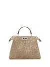 Fendi Velvet Handbag In Cappuccino+palladio