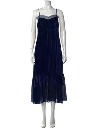 Pre-owned Fendi Velvet Midi Length Dress W/ Tags In Blue