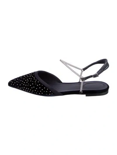 Pre-owned Fendi Velvet Slingback Flats In Black