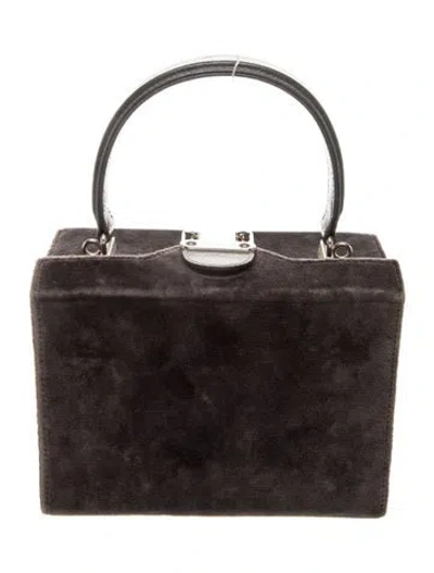 Pre-owned Fendi Velvet Top Handle Bag In Brown