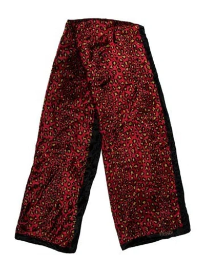 Pre-owned Fendi Velvet Vintage Scarf In Red